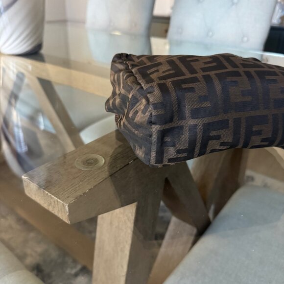 FENDI ZUCCA CANVAS Vintage 1925 Cosmetic Pouch Brown - Picture 10 of 11